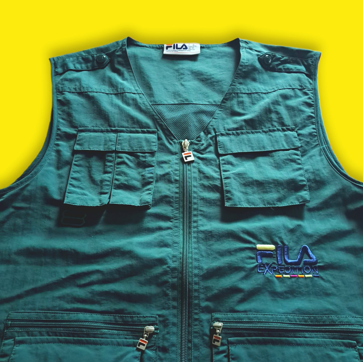 90's Fila Green Fisherman Vest | Vintage Streetwear Utility Vest