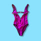 Vintage Fuscia "Speedo" Cut Out Bathing Suit Swimsuit