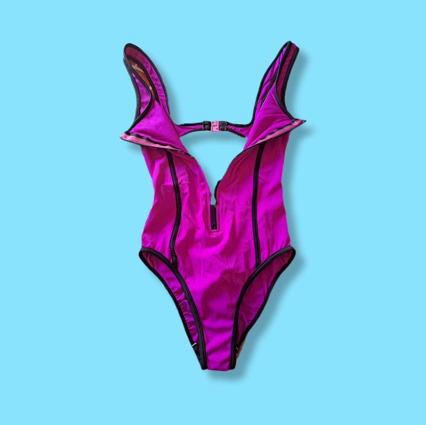 Vintage Fuscia "Speedo" Cut Out Bathing Suit Swimsuit