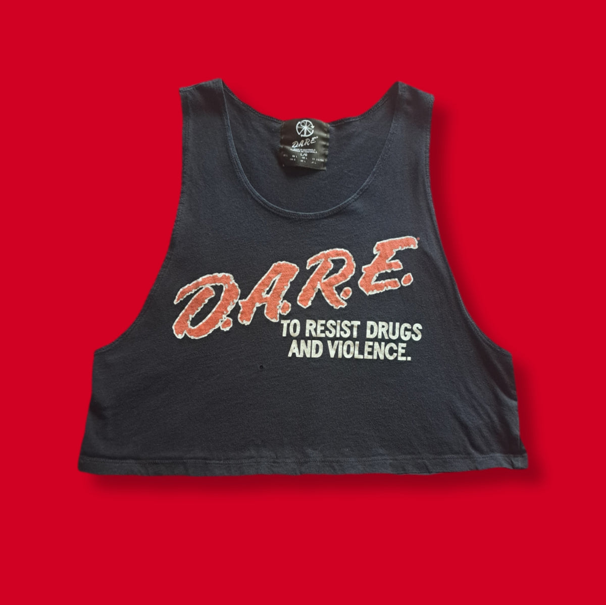 Y2K Vintage D.A.R.E. Cropped Black Tank Top