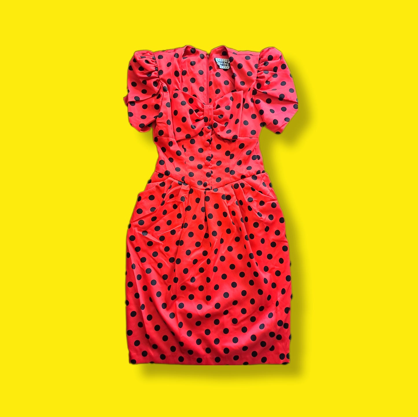 Vintage "Opening Night" Red and Black Polkadot Ruffled Dress