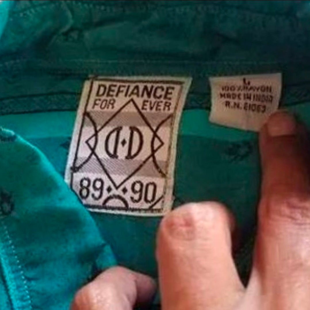 90's Turquoise Western Silky Button Up | Unisex Vintage Cowboy Style