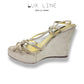 Vintage Metallic Gold "Dolce and Gabbana" Wedge Platform Sandals