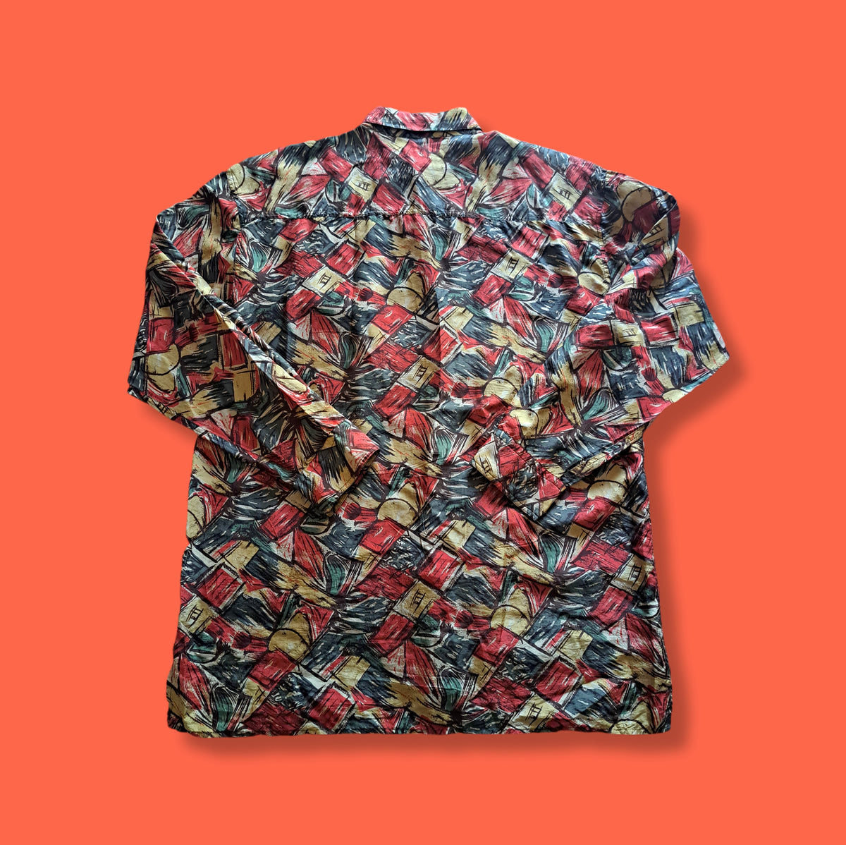 90's Robert Stock Silk Trail Multicolor Abstract Silk Shirt