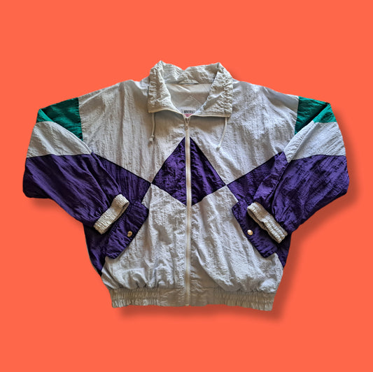 Vintage White and Purple "Winterset" Windbreaker Jogging Track Jacket