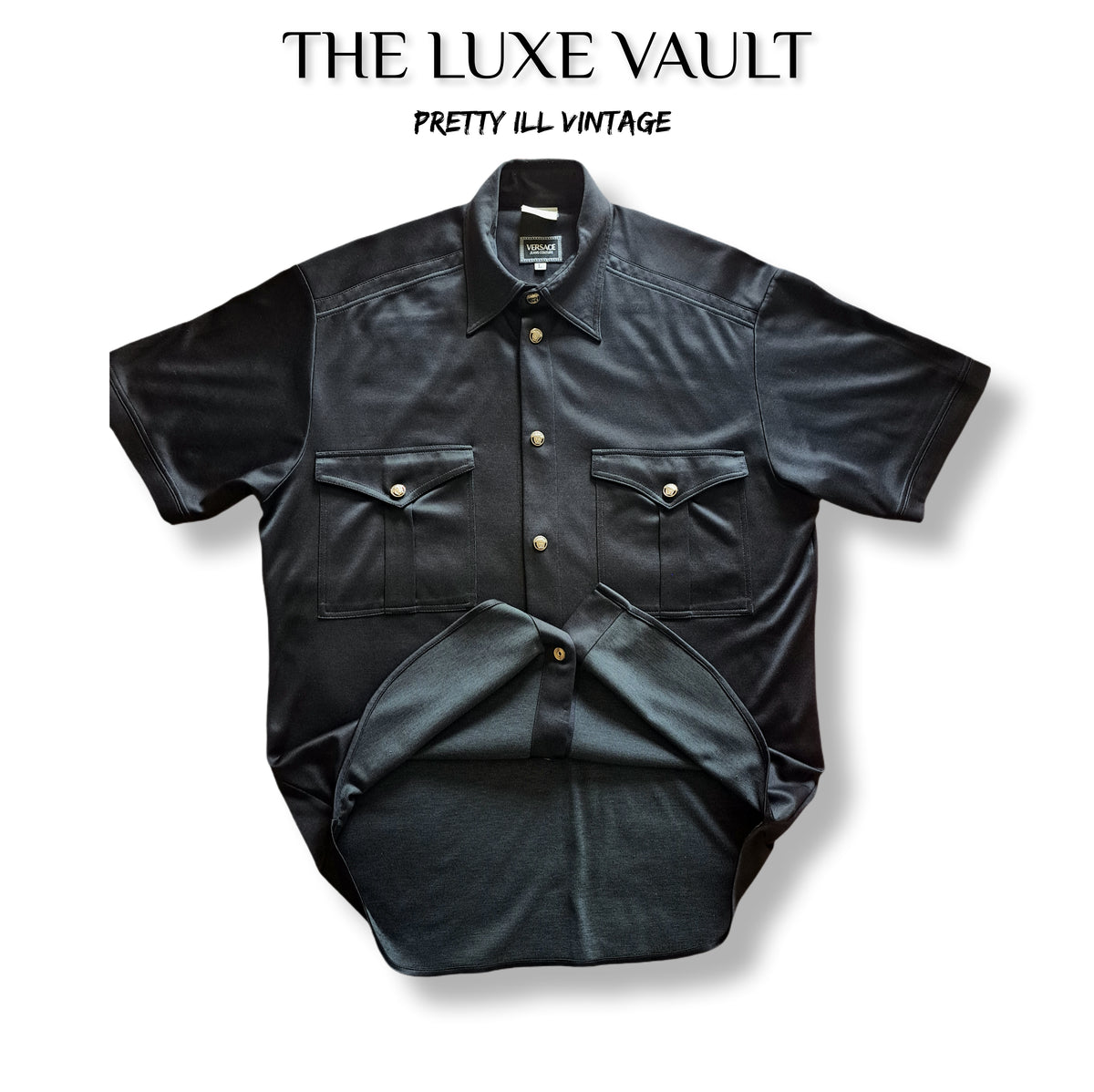 90's Versace Jeans Couture Black Button-Up Shirt | Vintage Italian Designer