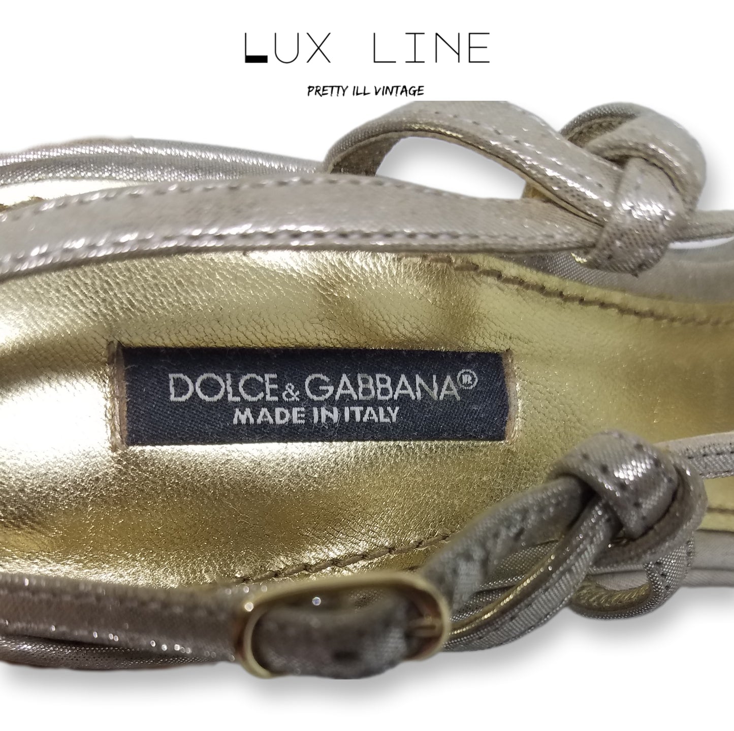 Vintage Metallic Gold "Dolce and Gabbana" Wedge Platform Sandals