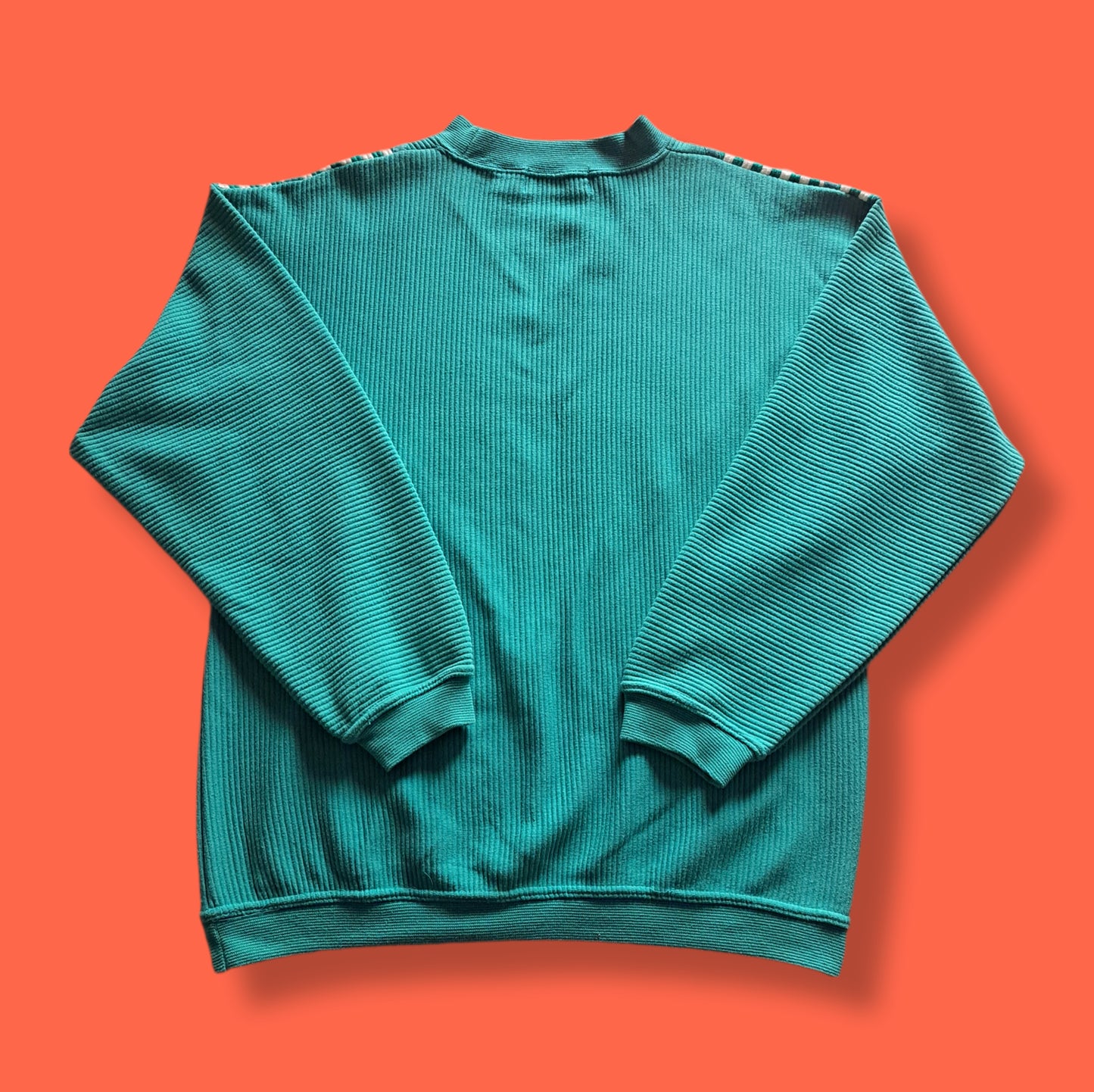 90's Green & White Chevron Stripe Sweatshirt | Vintage Retro Sport Pullover