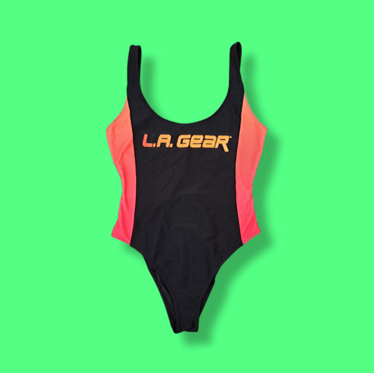 90's Vintage Style Neon Pink & Black "LA Gear" Bodysuit Bathing Suit Swimsuit - NWOT