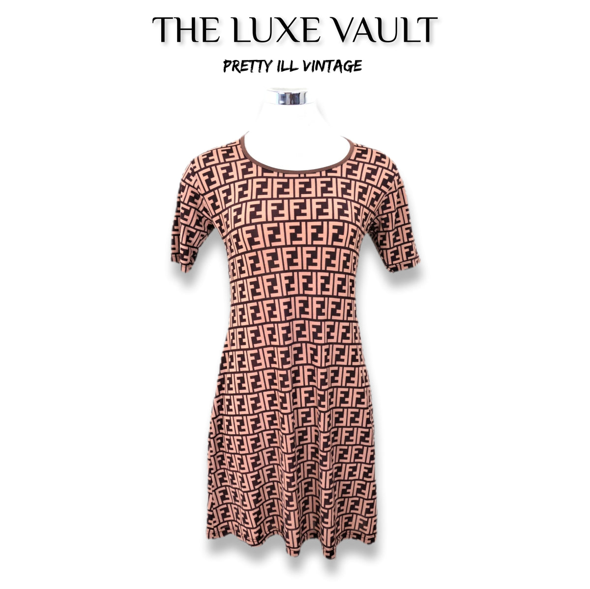 90's Fendi Zucca Monogram Bodycon Midi Dress | Rare Vintage Designer