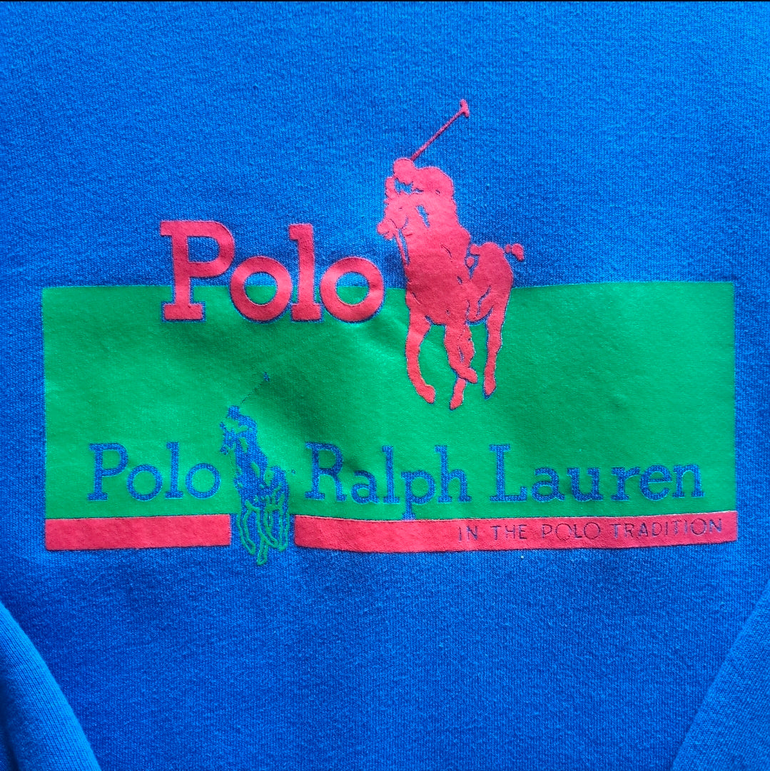 90's Ralph Lauren Polo Royal Blue Raglan Sweatshirt | Vintage Logo Pullover
