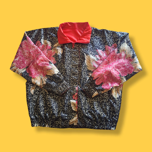 80's La Phia Reversible Floral Track Jacket | Vintage Windbreaker