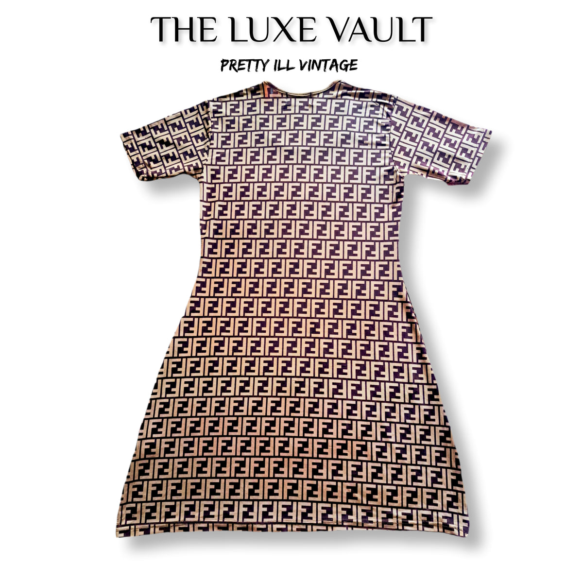 90's Fendi Zucca Monogram Bodycon Midi Dress | Rare Vintage Designer
