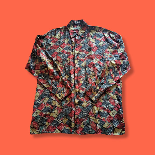 90's Robert Stock Silk Trail Multicolor Abstract Silk Shirt