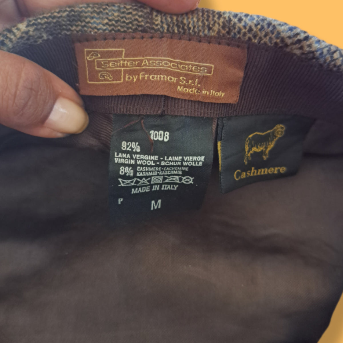 90's Brown Plaid Cashmere Newsboy Cap | Vintage Seifter & Associates Hat