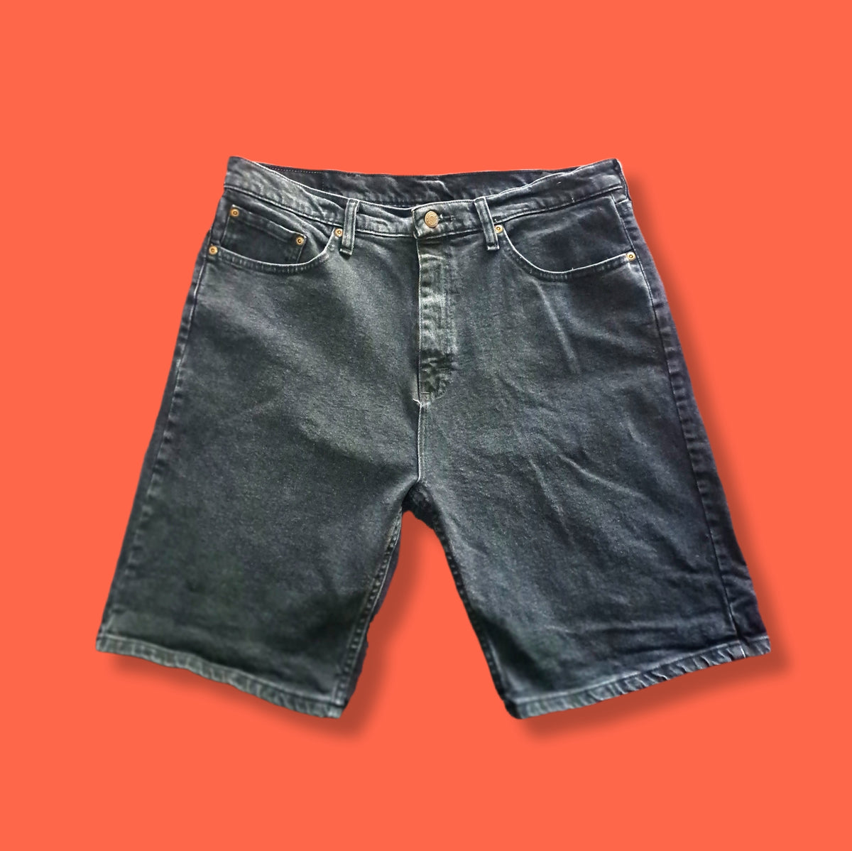 90's Vintage Wrangler Charcoal Gray Denim Board Shorts