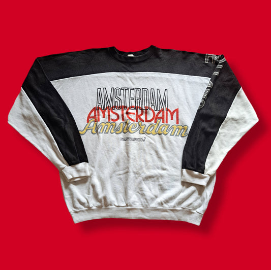 80's Amsterdam Holland Colorblock Destination Sweatshirt | Vintage Tourist Style