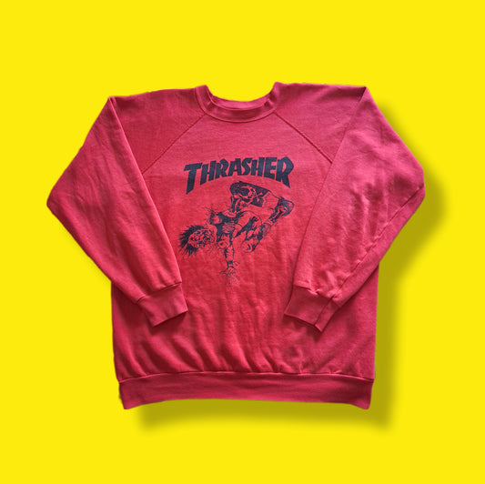 Vintage "Thrasher" Skateboard Pushead Single Stitch Raglan Sweatshirt