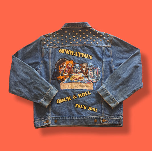 One of a Kind Vintage "Operation Rock and Roll 1991 Tour" Alice Cooper Autographed Denim Jean Jacket