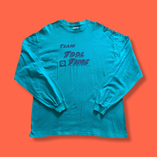 90's Vintage Home Improvement Tool Time Turquoise Long Sleeve T-Shirt