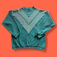 90's Green & White Chevron Stripe Sweatshirt | Vintage Retro Sport Pullover