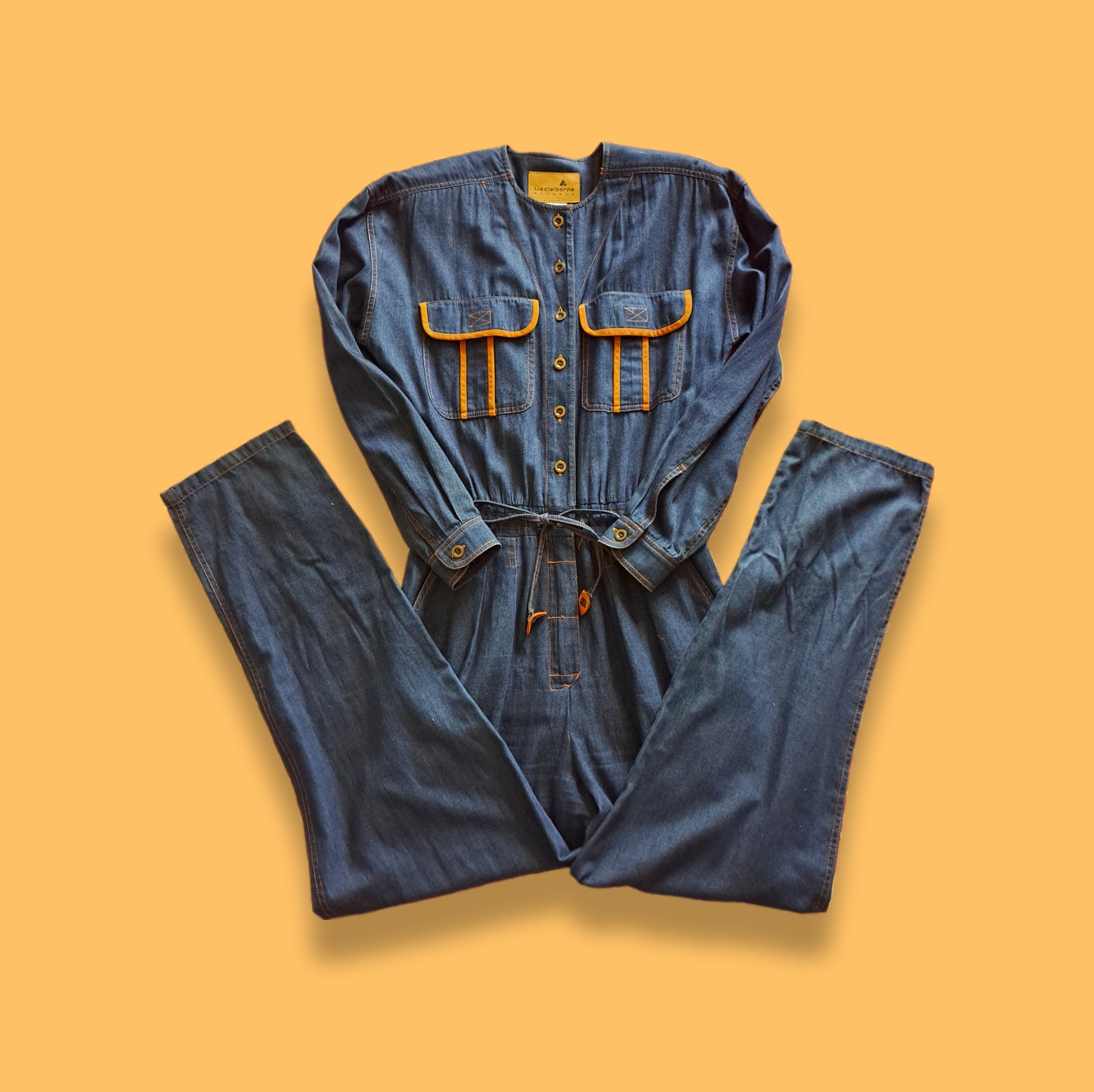 Vintage "Liz Claiborne" Denim and Tan Romper