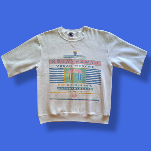 Vintage "Kona Hawaii Ocean Resort" Russell Athletics Cut-off Sleeve Single Stitch Sweatshirt - 1988