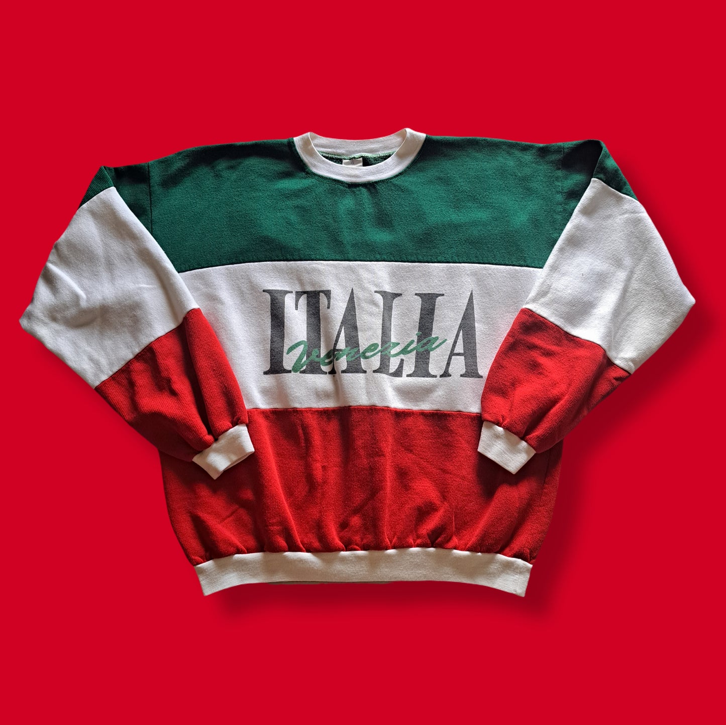 90's Italia Red, White & Green Sportswear Sweatshirt | Vintage Italian Style