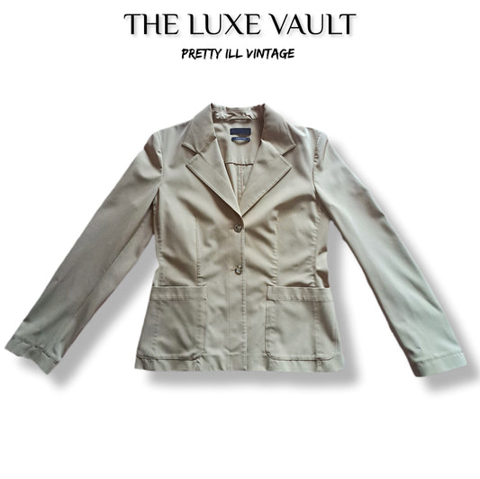 90's Prada Beige Tailored Blazer | Vintage Minimalist Power Dressing