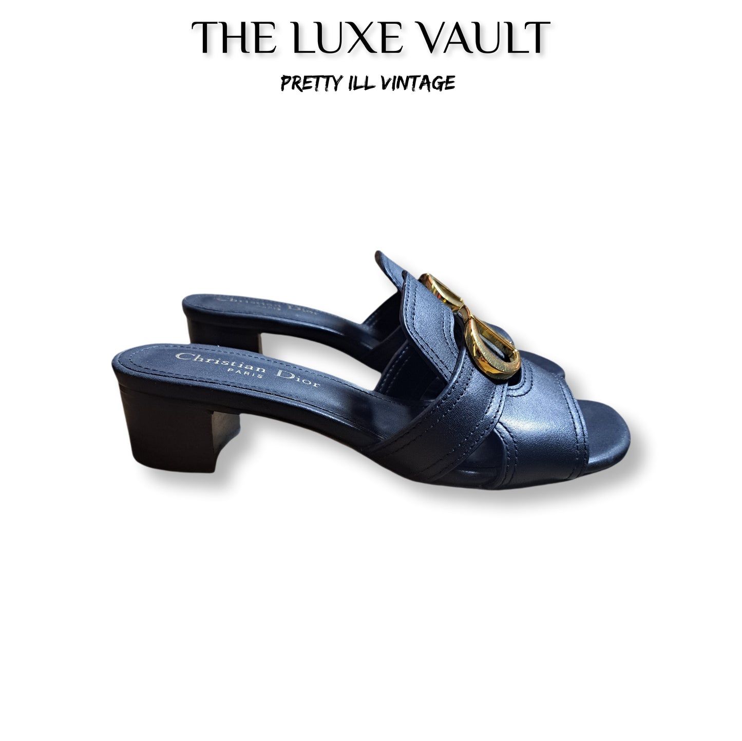 Modern "Christian Dior" 30 Montaigne Heeled Mules