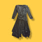 Vintage "Abby Kent" Black Gold and Sequins Ruffled Dress