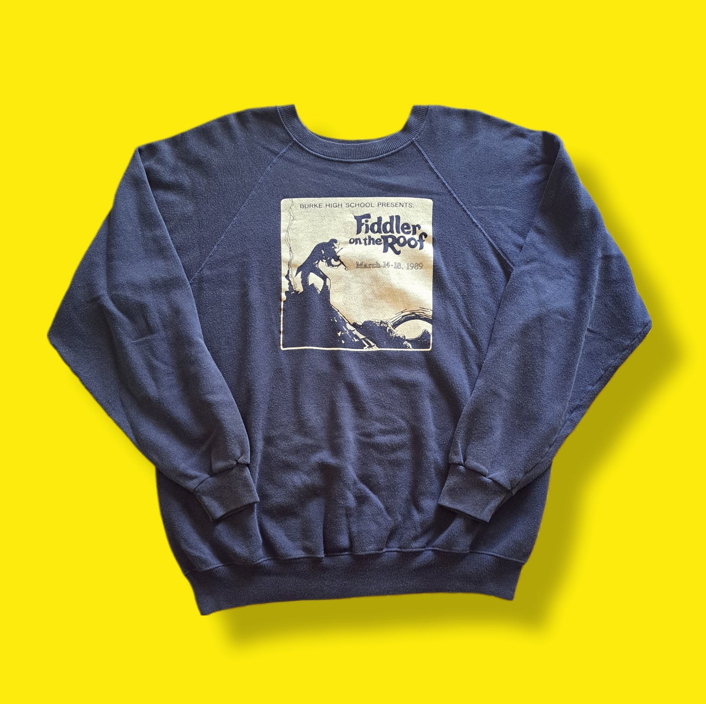 Vintage "Fiddler on the Roof" Burke High School Play Single Stitch Raglan Sweatshirt - 1989