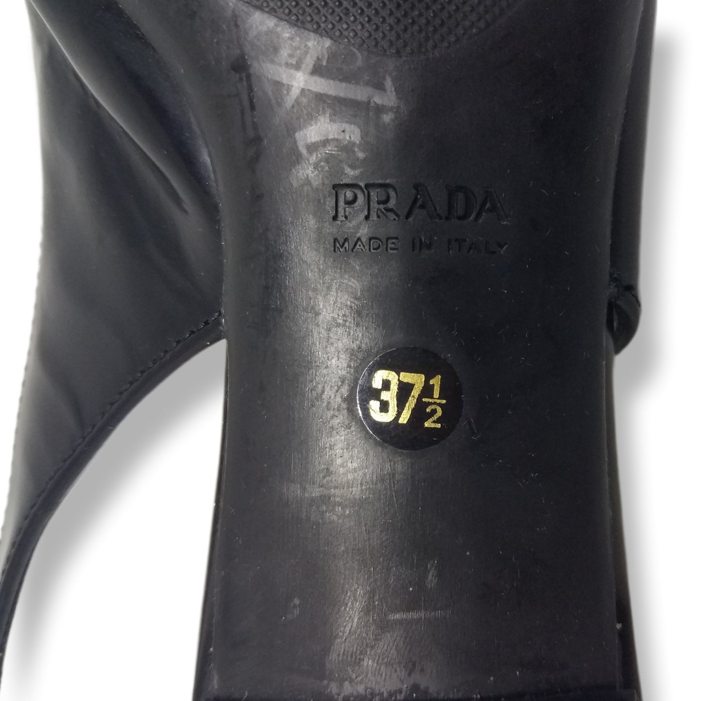 Modern Black Leather Slingback "Prada" Kitten Heels