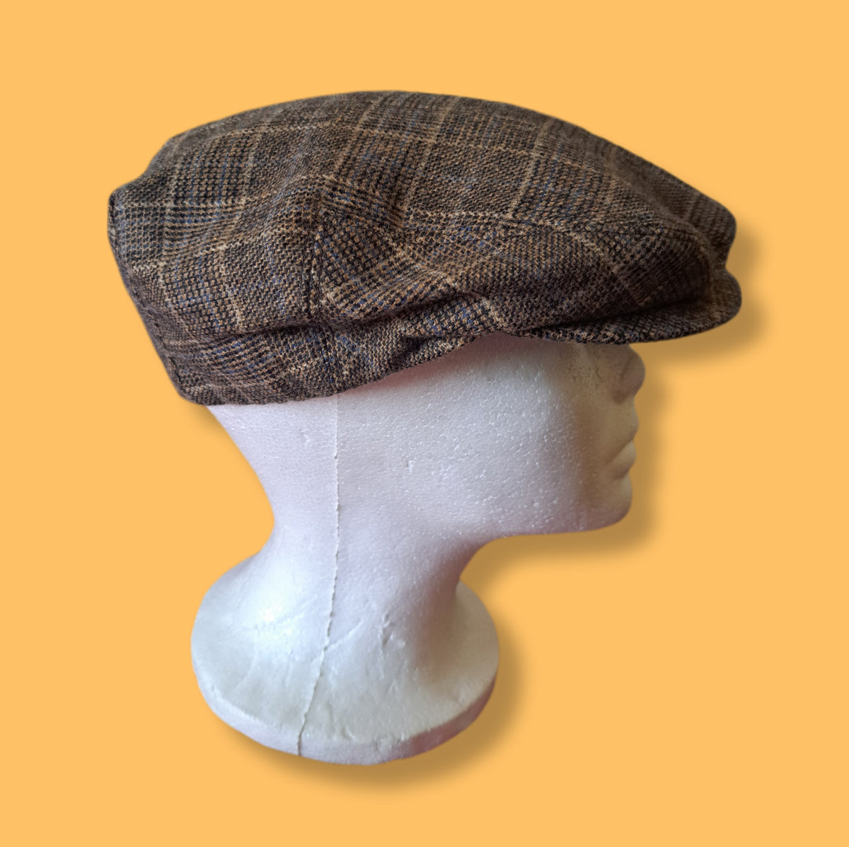 90's Brown Plaid Cashmere Newsboy Cap | Vintage Seifter & Associates Hat