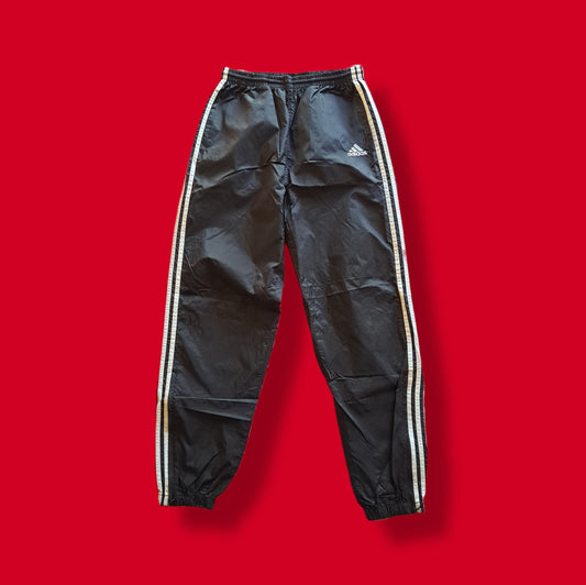 Vintage Black and White "Adidas" 3 Stripes Plastic Joggers Track Pants
