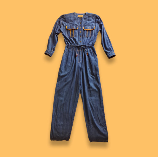 Vintage "Liz Claiborne" Denim and Tan Romper