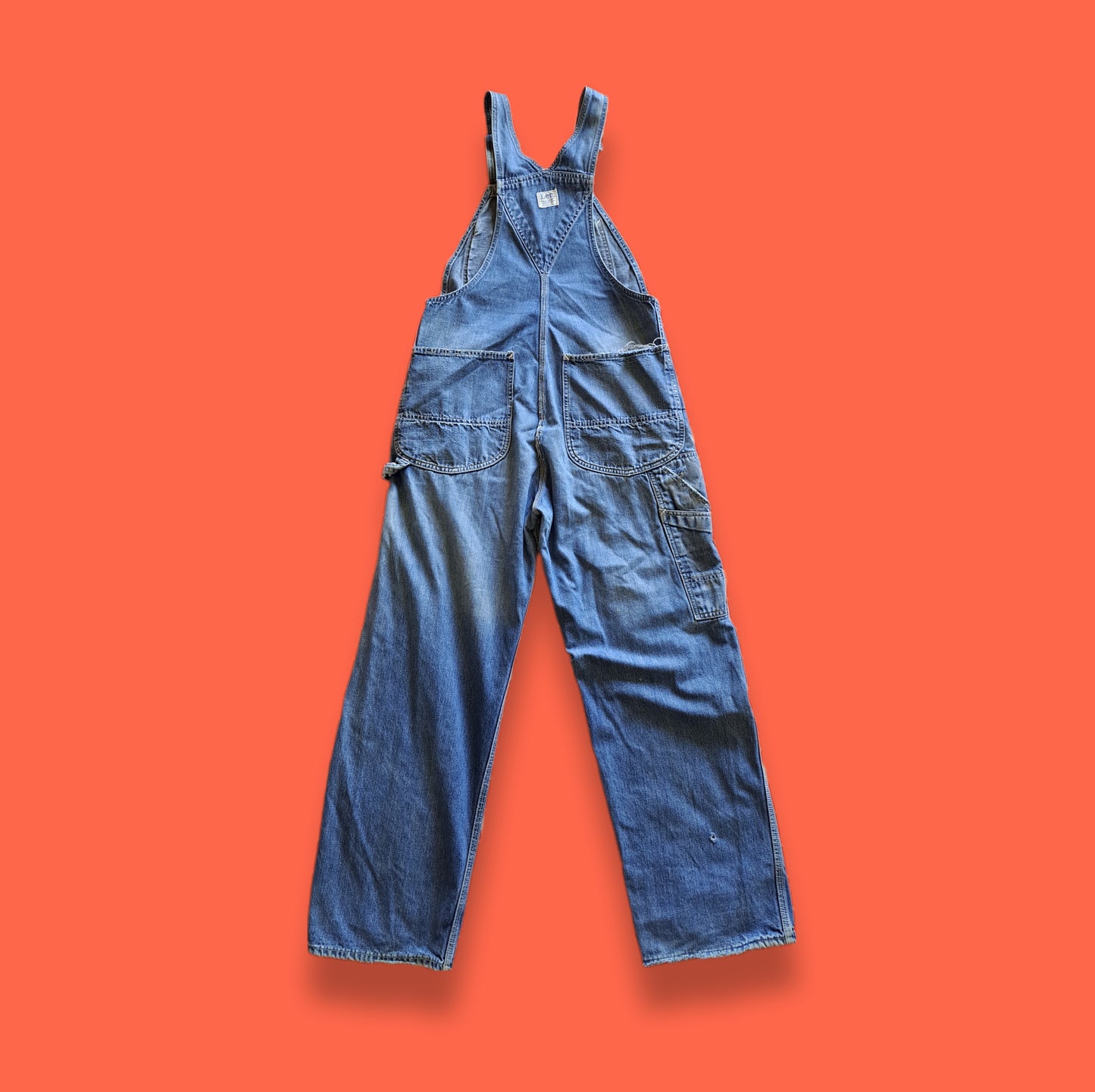 Vintage LEE Jelt Denim Sanforized Distressed Workwear Bibs Overalls Coveralls Dungarees