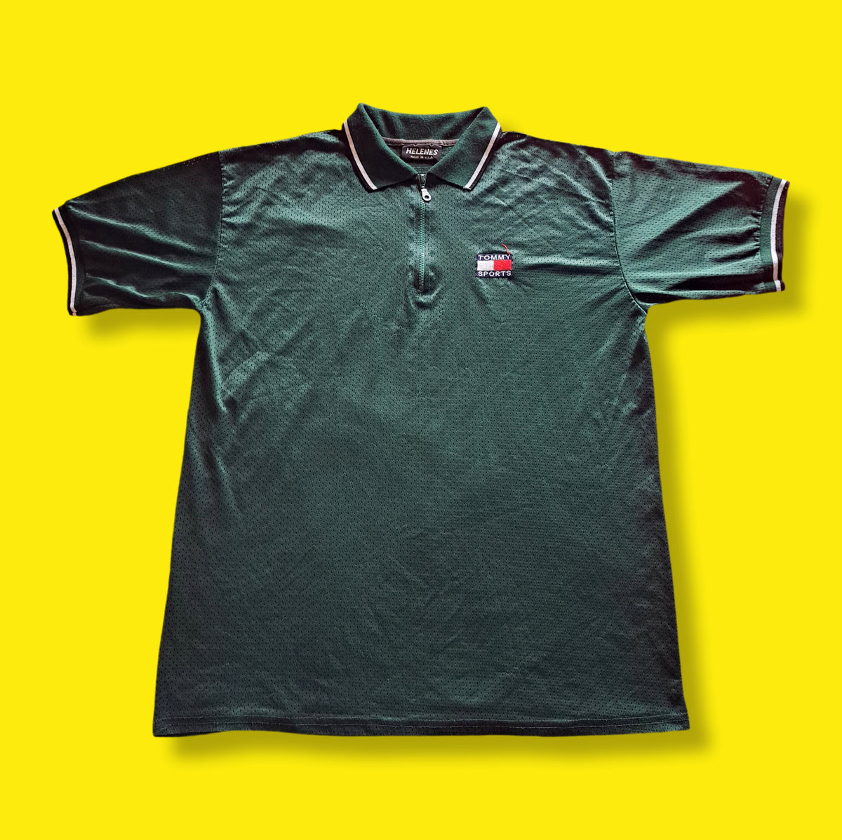 90's Tommy Sports Deep Green Mesh Polo Shirt | Vintage Athletic Top
