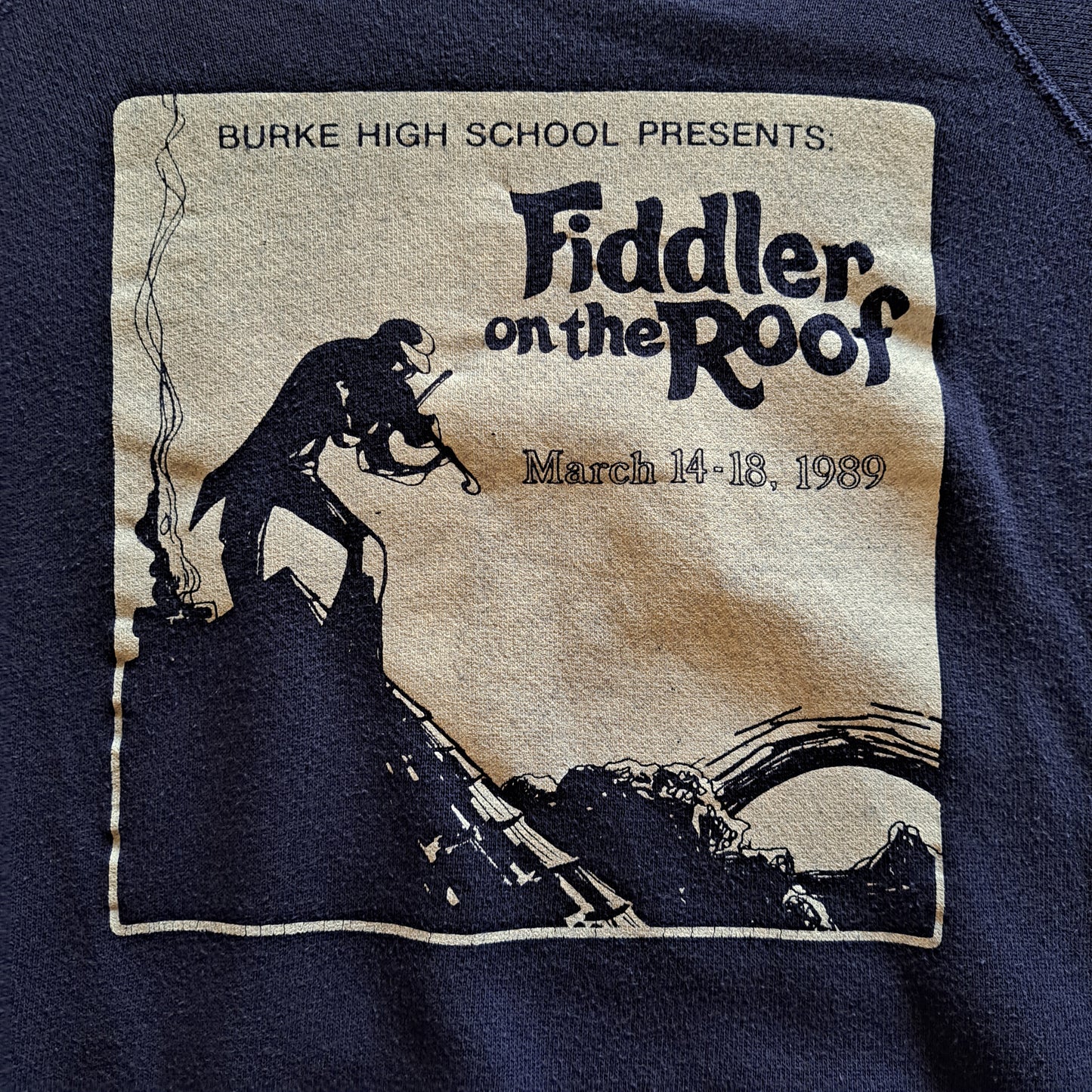 Vintage "Fiddler on the Roof" Burke High School Play Single Stitch Raglan Sweatshirt - 1989