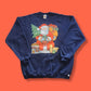 90's Vintage Russell Athletic Navy Blue Hand-Painted 3D Santa Sweatshirt