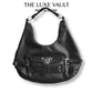 Y2K Vintage Mario Valentino Black Croc-Textured Leather Buckle Hobo Bag