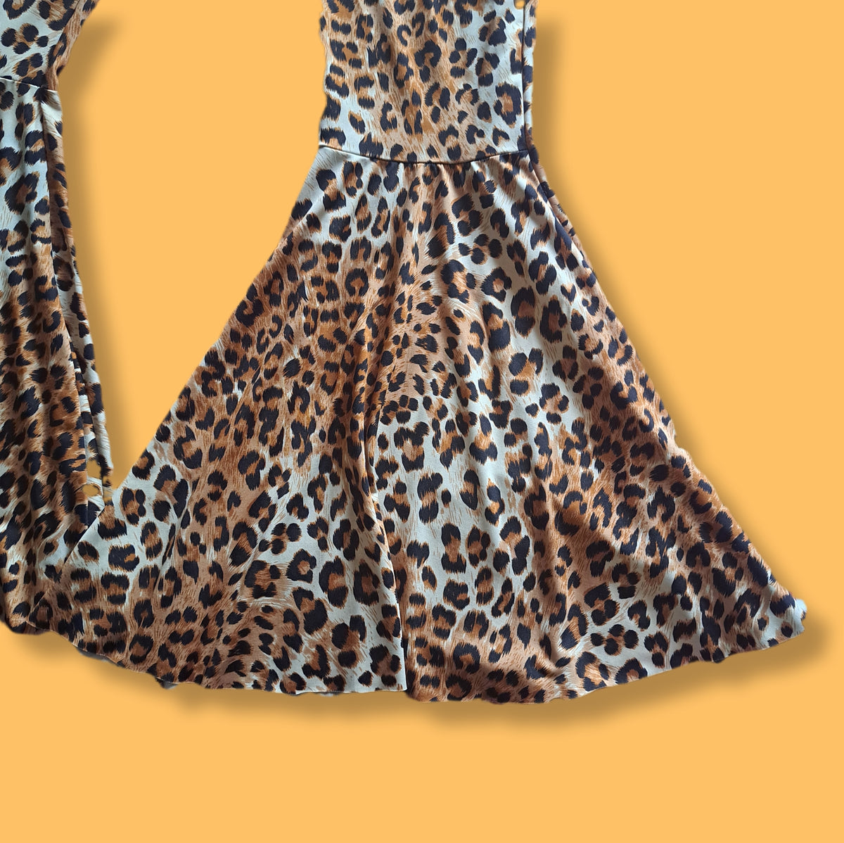 90's Vintage Lip Service Leopard Spandex Bell Bottom Romper Jumpsuit | One Piece