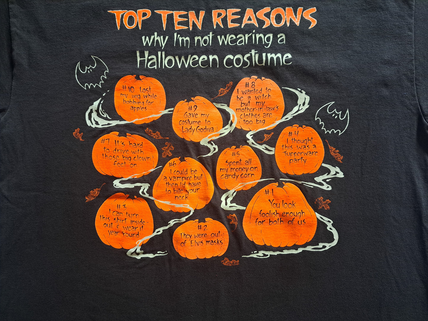 Vintage "Top 10 Reasons" Glow-in-the-Dark Halloween Graphic T-shirt